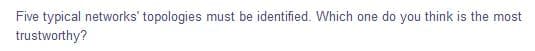 Five typical networks' topologies must be identified. Which one do you think is the most
trustworthy?
