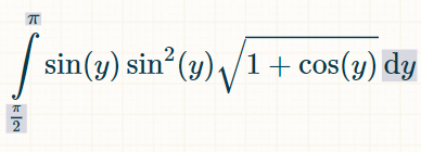 ㅠ
[sin(y) sin
sin (y) sin² (y) 1+ cos(y) dy
KIN