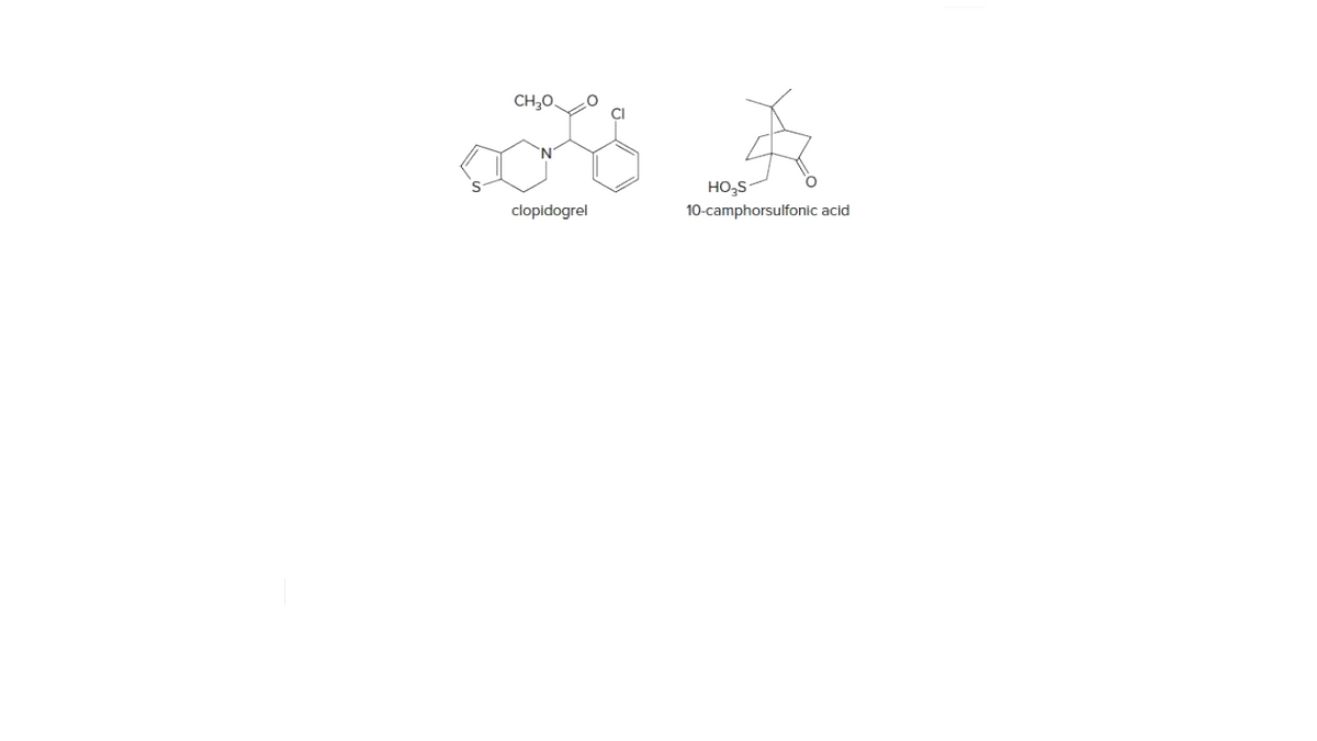 CH3O,
HO,S
clopidogrel
10-camphorsulfonic acid
