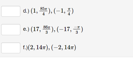 d) (1, 쁘), (-1, 플)
857
e) (17, ), (-17, 금)
867
E*), (–17, )
3
f.)(2, 14ㅠ), (-2, 14ㅠ)
