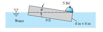 5 Ibf
Water
9 ft
4 in x 4 in
