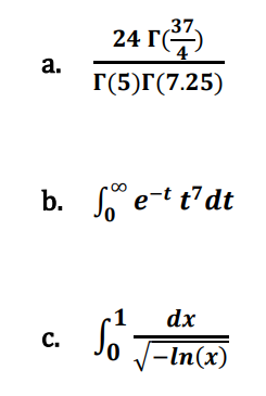 a.
37.
24 (³7)
Г
4
r(5)r(7.25)
b. Sett d
C.
dx
So √-in(x)