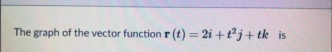 The graph of the vector function r (t) = 2i +tj+ tk is
