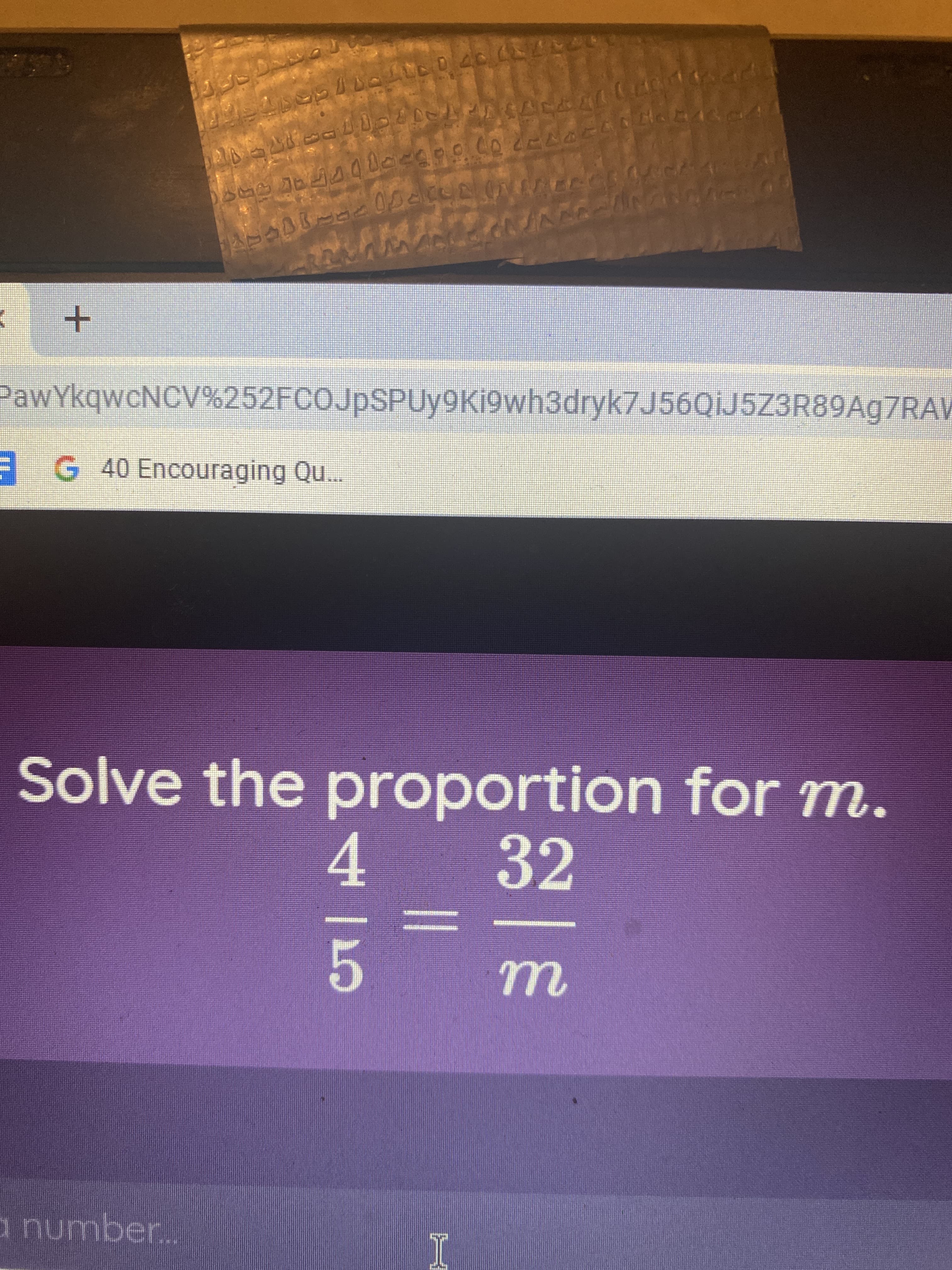 Title: Solving Proportions in Mathematics

---

**Introduction to Proportions:**

A proportion is an equation that states that two ratios are equal. Solving proportions is an essential skill in mathematics as it applies to various real-world scenarios. This guide will take you through the steps to solve a given proportion for the unknown variable.

---

**Example Problem:**

Solve the proportion for \( m \):

\[
\frac{4}{5} = \frac{32}{m}
\]

**Solution Steps:**

1. **Set Up the Proportion:**
   The proportion is given as:
   \[
   \frac{4}{5} = \frac{32}{m}
   \]

2. **Cross-Multiply:**
   To solve for \( m \), cross-multiplication is used. This involves multiplying the numerator of one fraction by the denominator of the other fraction and setting the products equal:
   \[
   4m = 5 \times 32
   \]

3. **Calculate the Products:**
   Perform the multiplication on the right side of the equation:
   \[
   4m = 160
   \]

4. **Solve for \( m \):**
   Isolate the variable \( m \) by dividing both sides of the equation by 4:
   \[
   m = \frac{160}{4}
   \]

5. **Simplify the Result:**
   Complete the division to find the value of \( m \):
   \[
   m = 40
   \]

**Final Answer:**
The value of \( m \) is 40.

---

**Summary:**

By following the steps of setting up the proportion, cross-multiplying, and solving the resulting equation, we determine that \( m = 40 \). Understanding these steps helps in solving proportion problems effectively.

---

**Practice Problems:**

Try solving these proportions on your own:

1. \[
   \frac{3}{7} = \frac{9}{x}
   \]
2. \[
   \frac{5}{8} = \frac{y}{24}
   \]

Check your answers by following the outlined steps. Practice makes perfect!

---