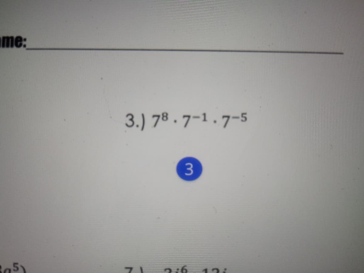 me:
3.) 78 -7-1.7-5
3
