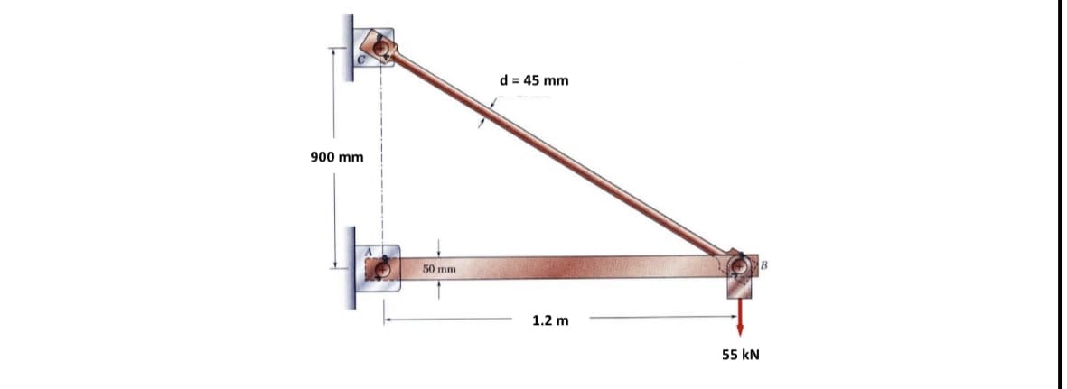 d = 45 mm
900 mm
B
50 mm
1.2 m
55 kN
