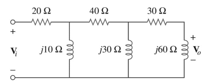 +
Vi
ΤΟ
20 Ω
www
j10 Ω
ell
40 Ω
j30 Ω
30 Ω
www
j60 Ω
+