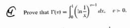 Prove that I'(e) =
dx,
e>0.
