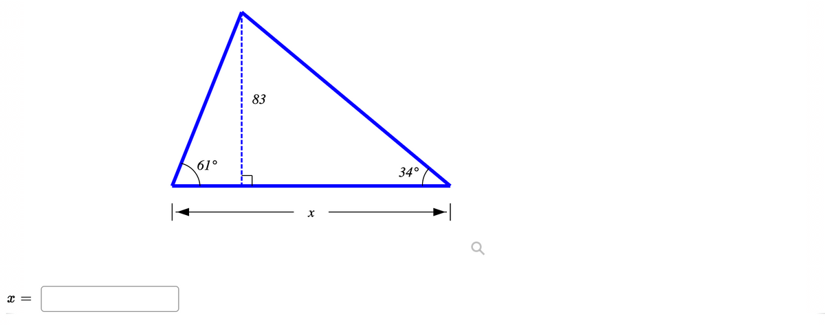 83
61°
34°
x =
