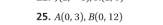 25. A(0, 3), B(0, 12)
