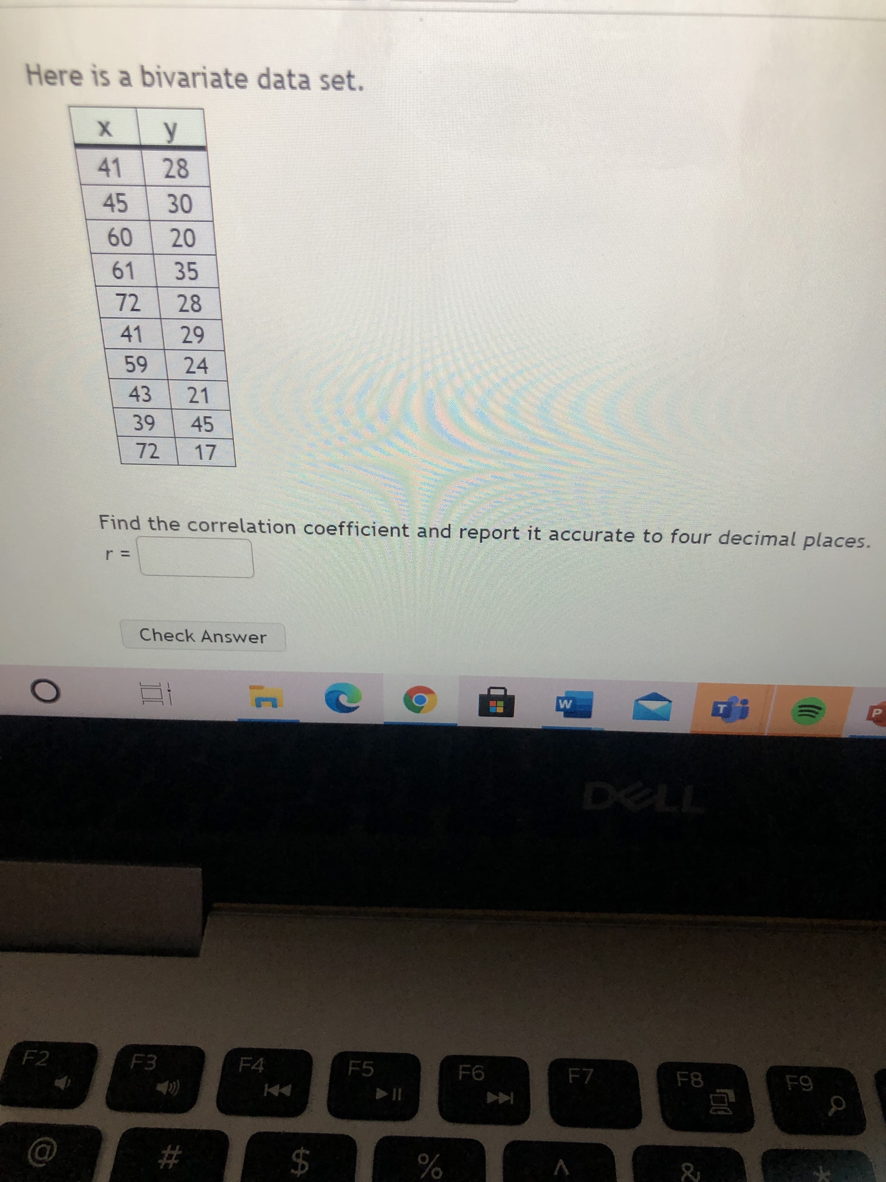 Find the correlation coefficient and report it accurate to four decimal places.
