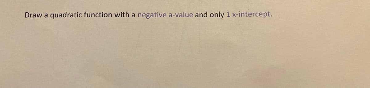 Draw a quadratic function with a negative a-value and only 1 x-intercept.