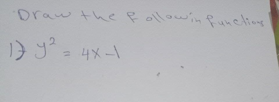 Draw the followin functions
Dゴ= 4メー
メ-1
