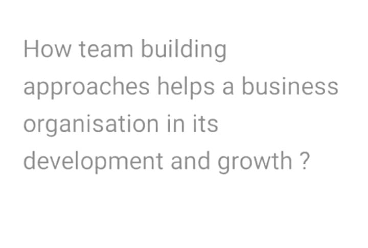 How team building
approaches helps a business
organisation
in its
development
and growth?