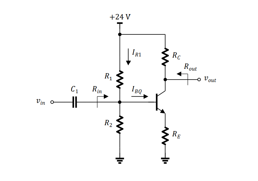 +24 V
Rc
Rout
IR1
o Vout
R1
I BQ
Rin
C1
Vin o
R2
RE
