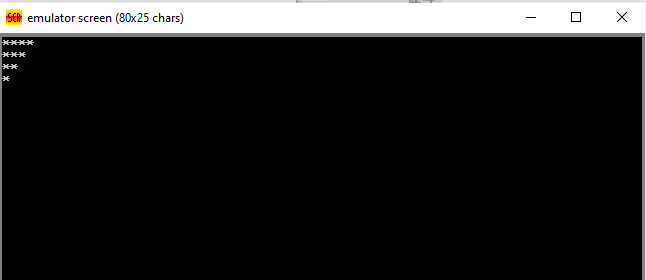 SCR emulator screen (80x25 chars)
****
***
**

