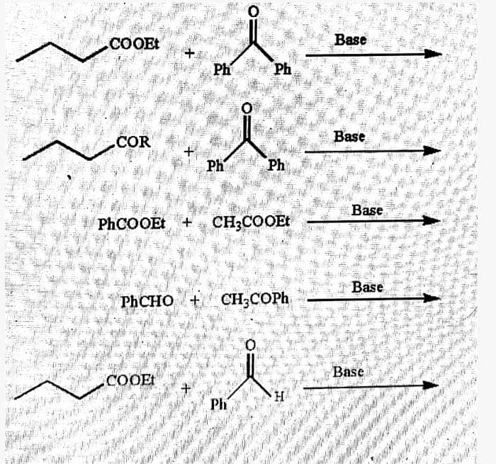 COOEt
.COR
Ph
COOEt
Ph
Wa
PhCOOEt + + CH3COOEt
Ph
PhCHO + CH3COPh
Ph
Ph
H
Base
Base
que gegelige
Base
Base
Base
PR
dingin
of twist
www
fon