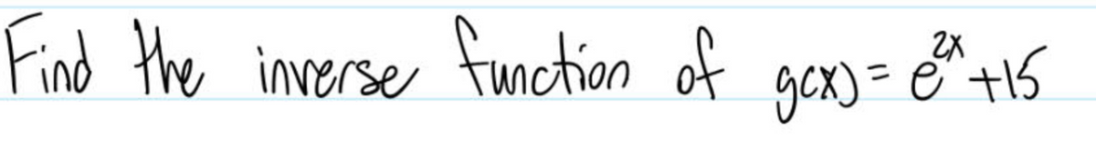 Find the inverse function of
gcx) = ² +15