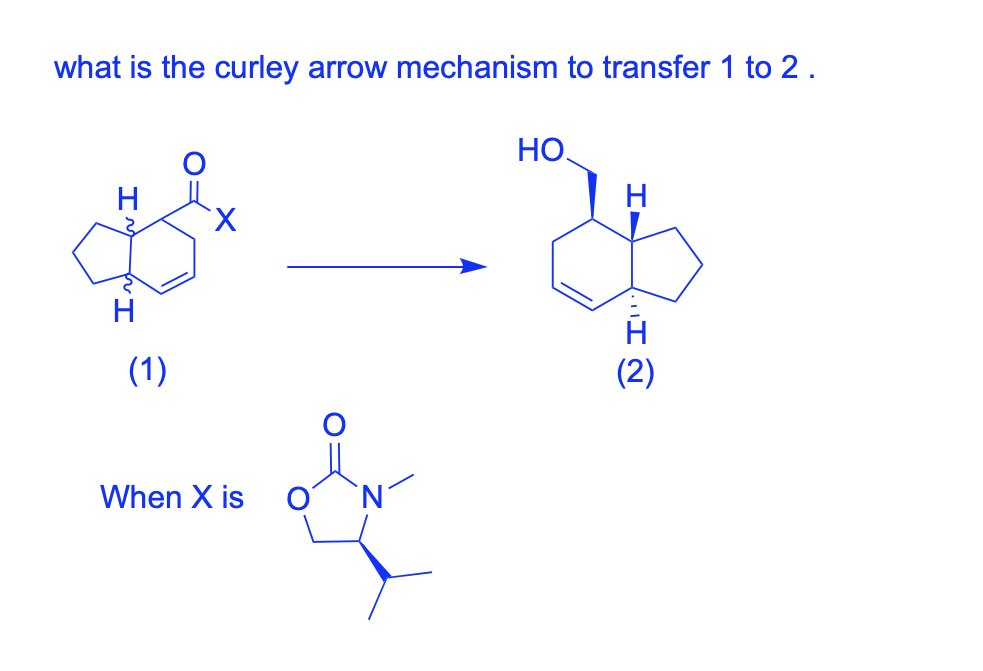 what is the curley arrow mechanism to transfer 1 to 2 .
H
(1)
When X is
но.
H
IN