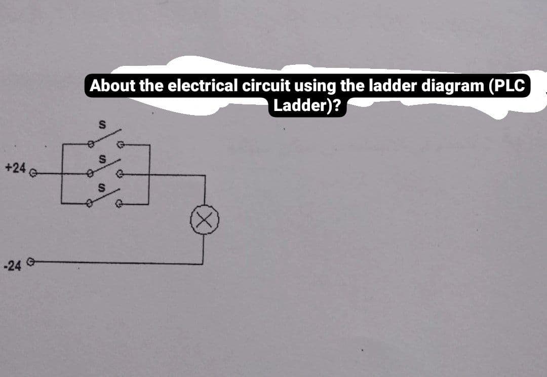 About the electrical circuit using the ladder diagram (PLC
Ladder)?
+24 e
-24 G
