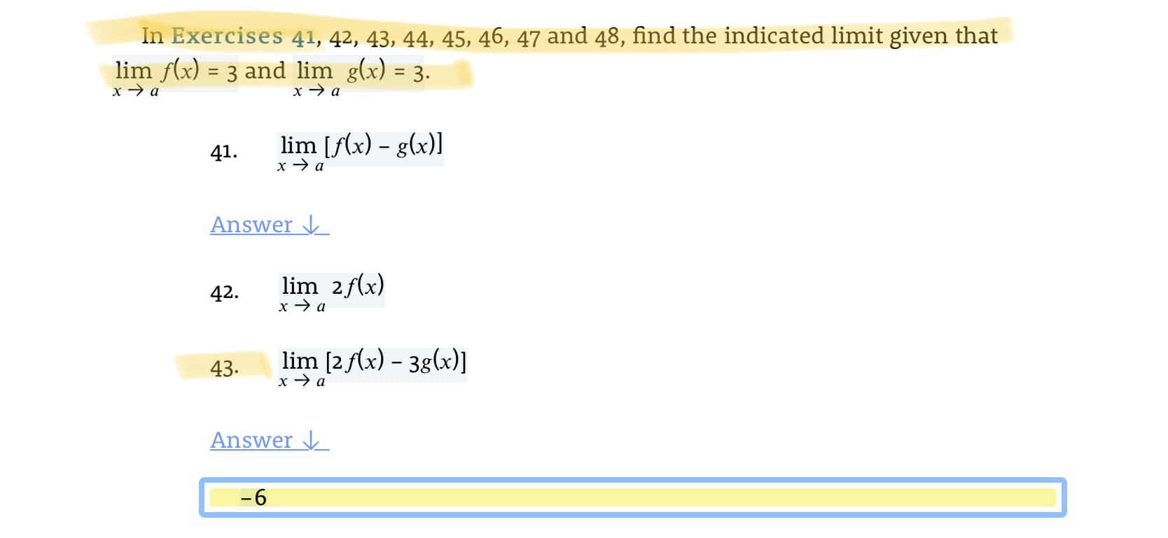 lim [2Ax) – 3g(x)]
x → a
