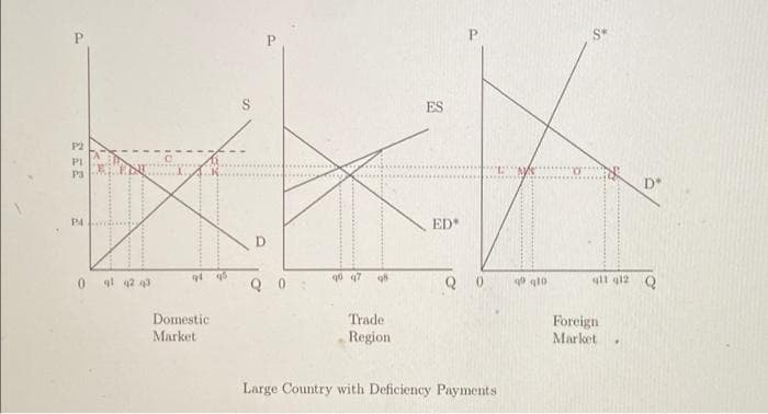 S*
ES
P2
PI
D*
P4
ED*
94
Q 0
ll gl2 O
Domestic
Trade
Foreign
Market
Market
Region
Large Country with Deficiency Payments
