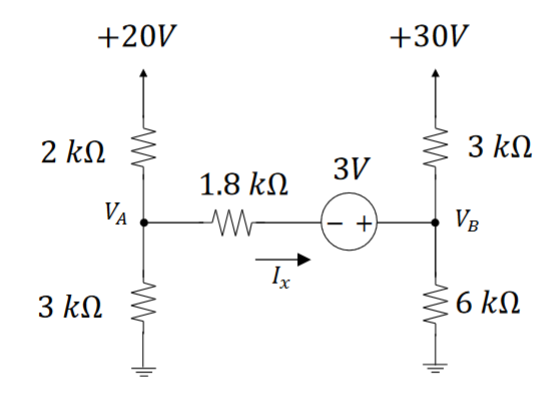 2 ΚΩ
3 ΚΩ
+20V
+30V
3V
1.8 ΚΩ
VA
w
+
3 ΚΩ
VB
6 ΚΩ