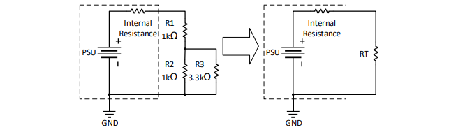 I
IPSU
1
1
1
I
1
Internal R1
Resistance! 1kΩ
I
+
GND
I R2
R3
1kΩ $3.3ΚΩ
IPSU
+
+
Internal
Resistance
GND
RT