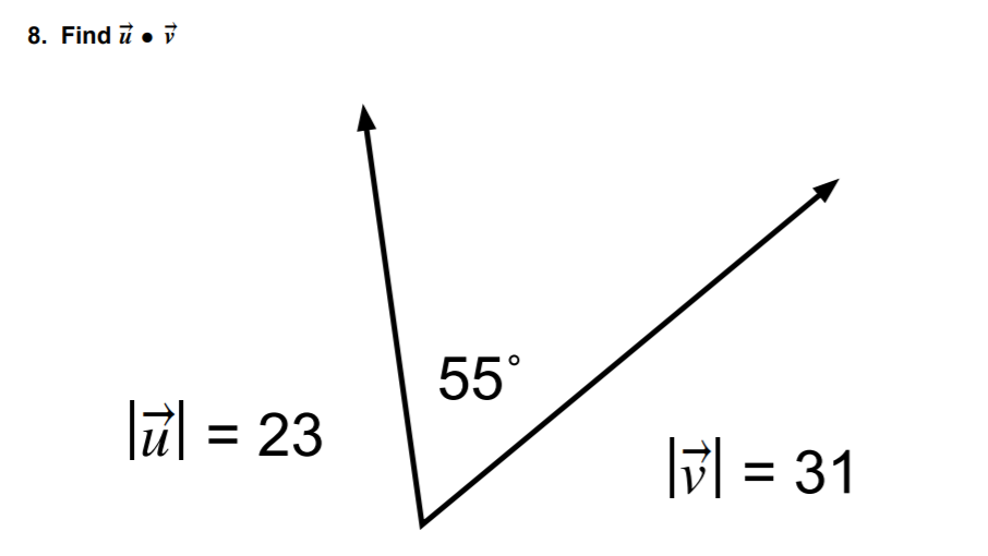 8. Find i •
55°
lūl = 23
7| = 31
