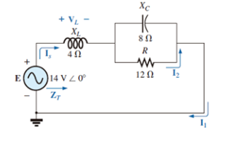 Xc
ll
4Ω
R
E)14 V Z 0°
12 0
Z7
