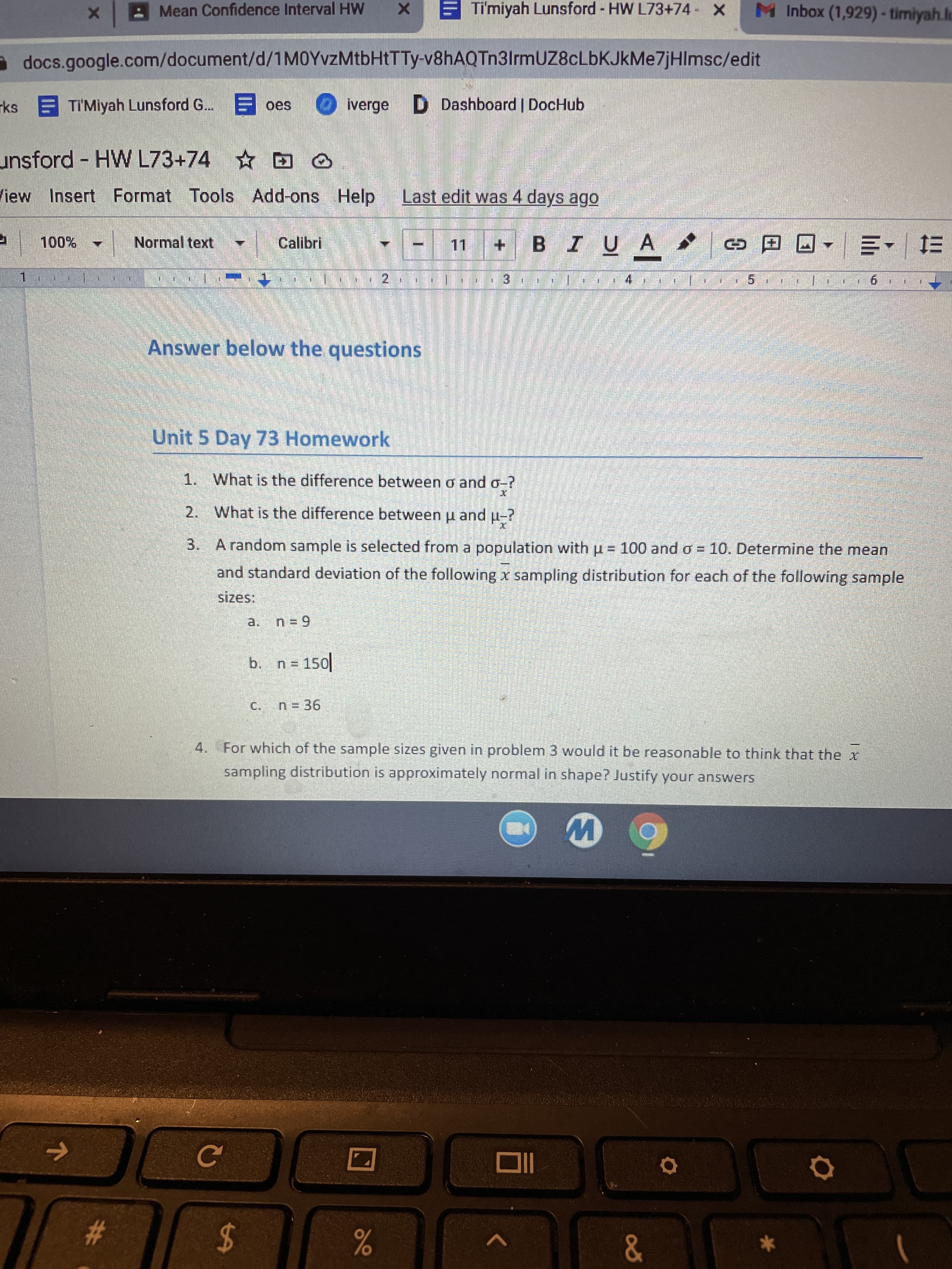 Unit 5 Day 73 Homework
1. What is the difference between o and o-?
