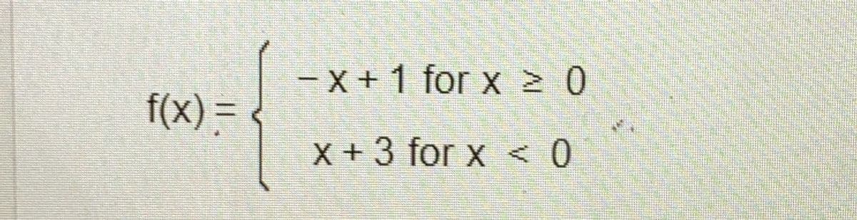 +1 for X 0
f(x) =
X +3 for x <
