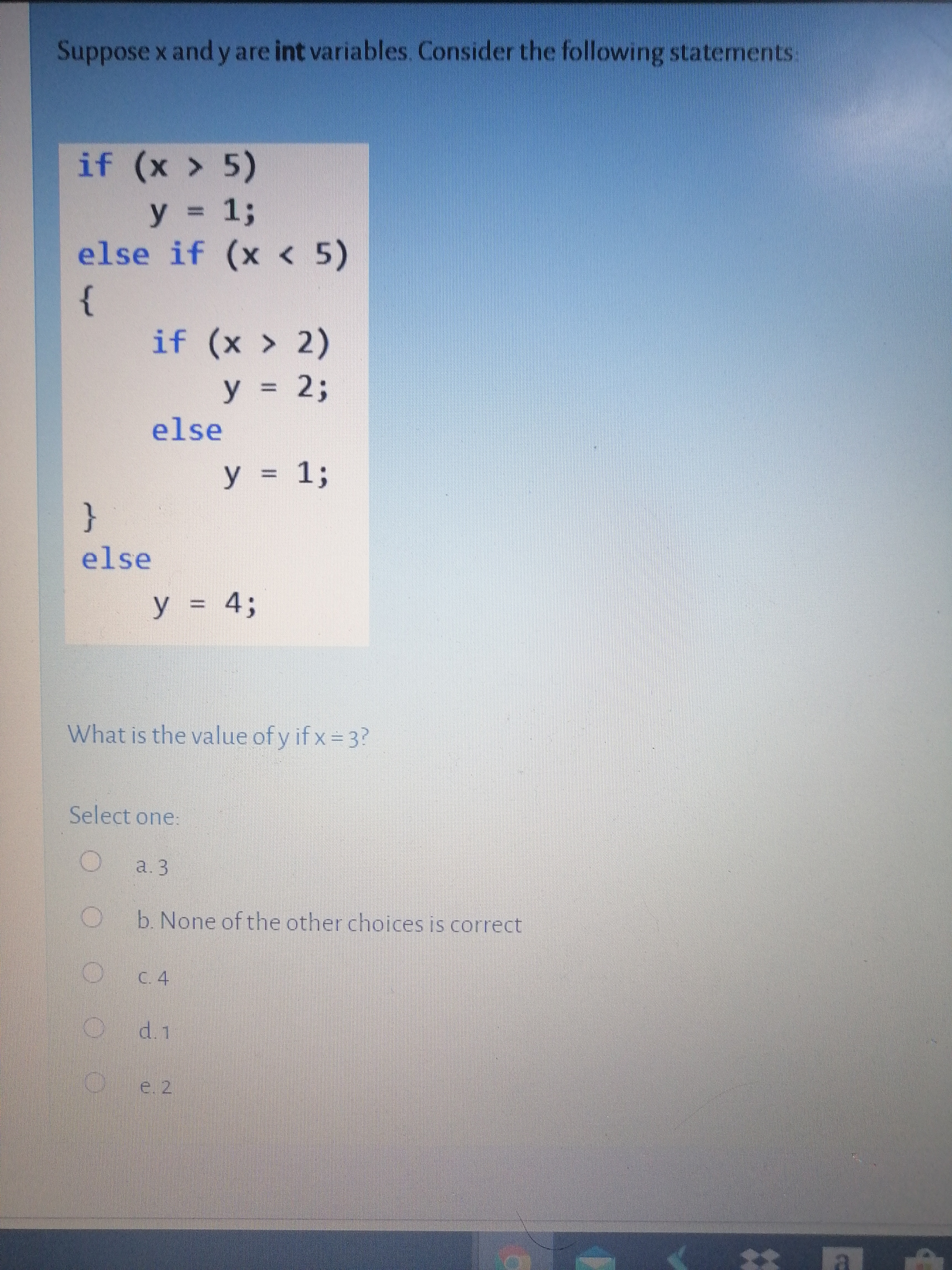 Suppose x and y are int variables Consider the following staternents
