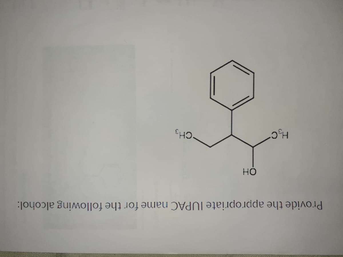 Provide the appropriate IUPAC name for the following alcohol:
CH3
