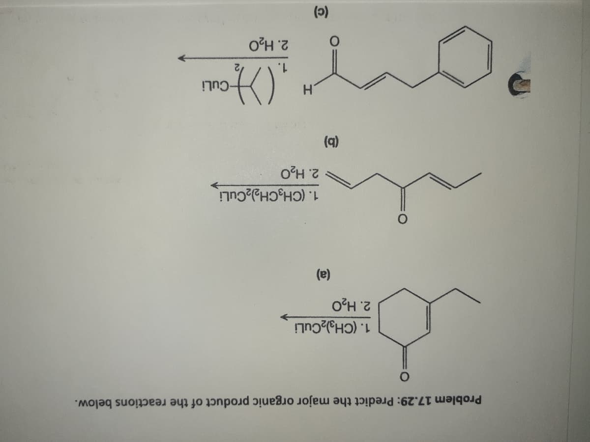 Problem 17.29: Predict the major organic product of the reactions below.
1. (CH3)2CULI
(a)
1. (CH3CH),CuLi
-CuLi
