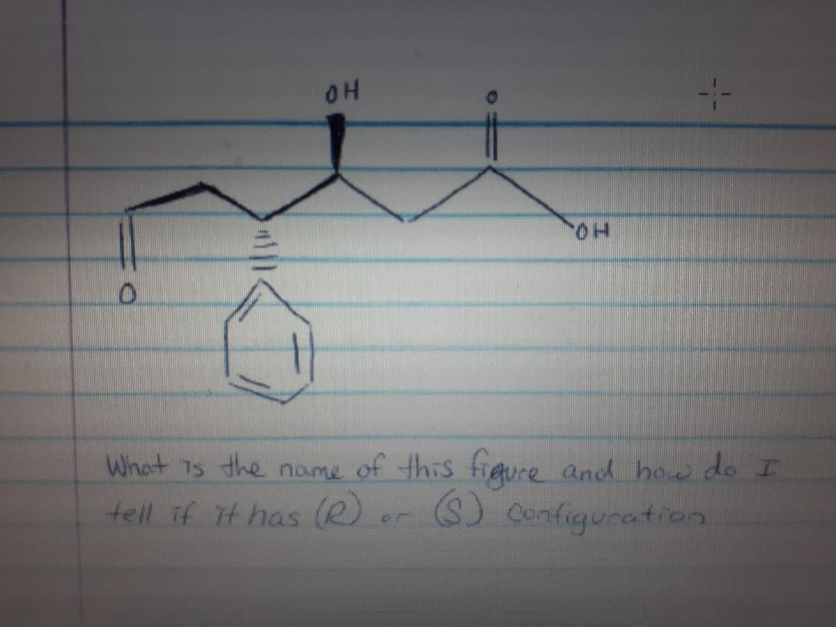 HO.
What Ts the name of this fiAure and how do I
tell if TH has (R or (S) Configuration
