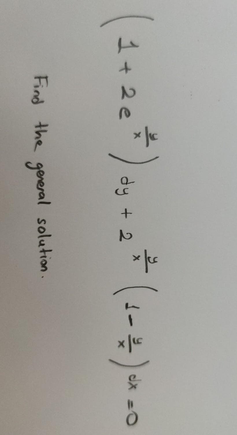 (1+2²*)
dx =0
dy + 2
Find the gereral solution.
