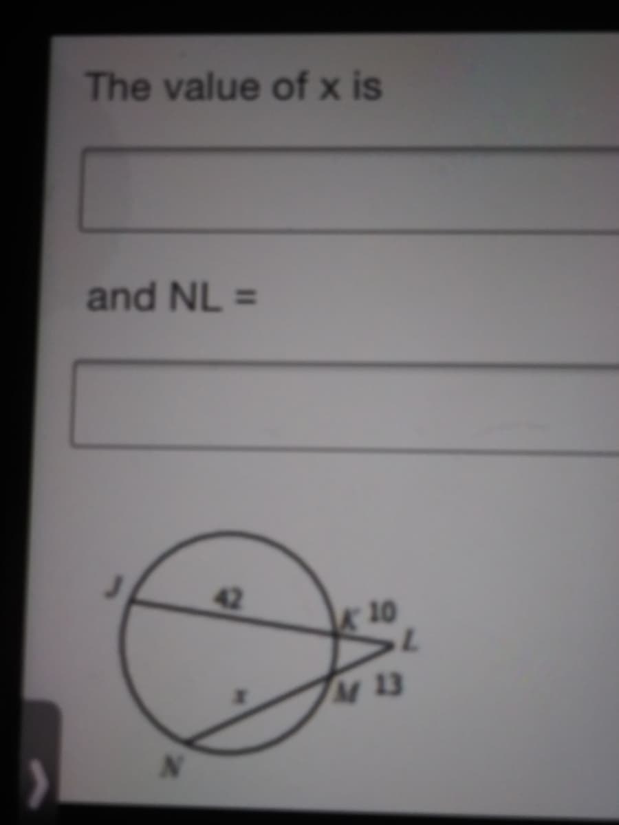 The value of x is
and NL =
42
10
M13
