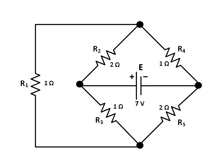 R4
R2
10
E
12
R1
7 V
2Ω
10
R3
R5
