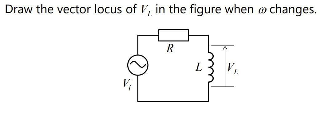 Draw the vector locus of V, in the figure when w changes.
L
Vi
R
L
VL