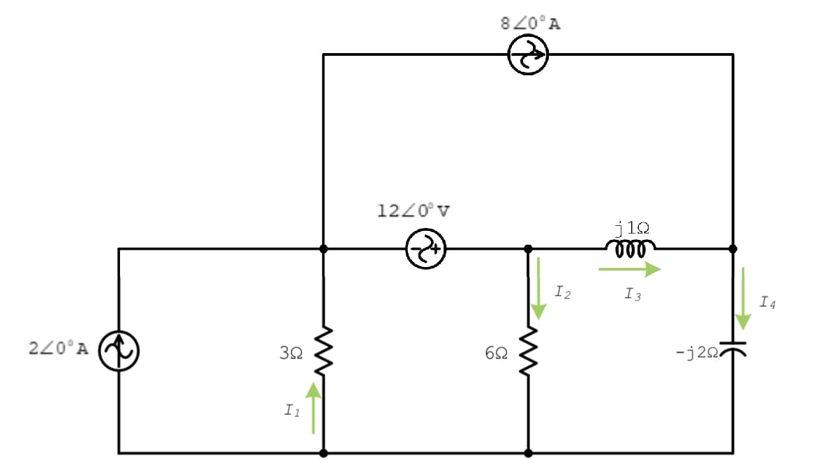 8 20°A
1220°v
j12
I2
I3
I4
220°A A
-j20
I1
