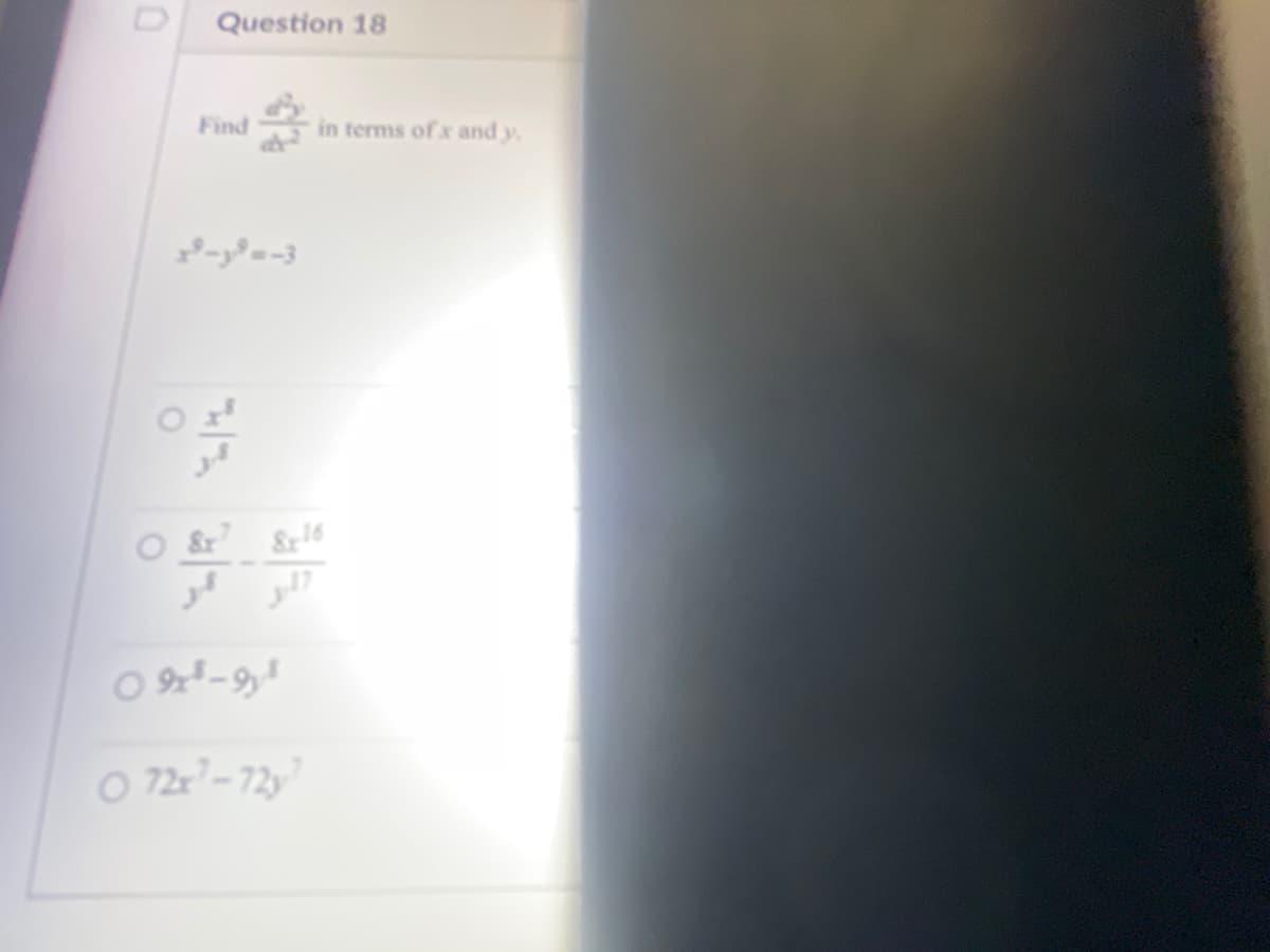 Question 18
ه
Find
- - -3
ال r7&
کر
ارولو
O 72x7-727
in terms of x and y.