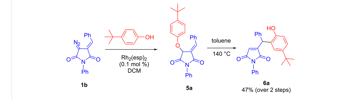 HO
Ph
Ph
·OH
Ph
toluene
140 °C
Rhz(esp)2
Ν
Ph
(0.1 mol%)
DCM
Ν
Ph
Ph
1b
5a
6a
47% (over 2 steps)