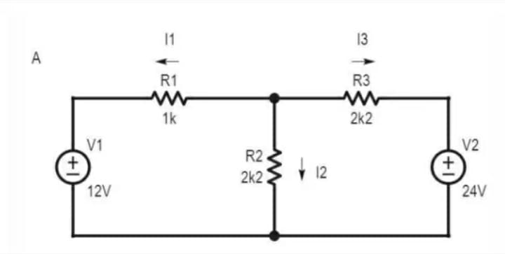 11
13
A
R1
R3
1k
2k2
V1
V2
R2
2k2
12
12V
24V
+1
