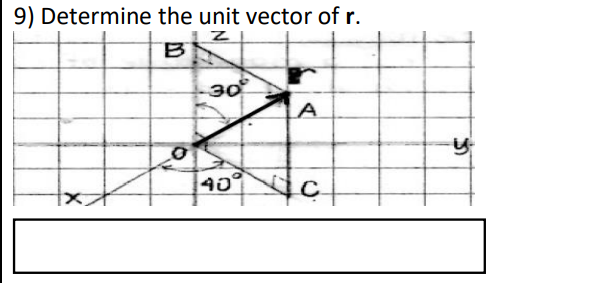 9) Determine the unit vector of r.
30°
LA
40
