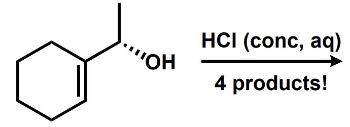 "OH
HCI (conc, aq)
4 products!