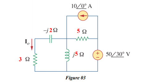 10/0° A
-j22
5Ω
ww
o.
j5 2
+) 50/30° V
3 Ω
Figure 03
