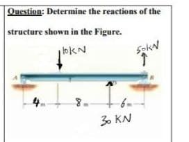 Question: Determine the reactions of the
structure shown in the Figure.
lokN
SokN
30 KN
