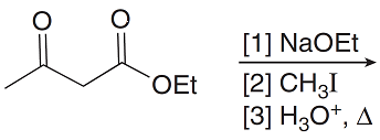 [1] NaOEt
[2] CH3I
[3] H;O*, A
OEt
