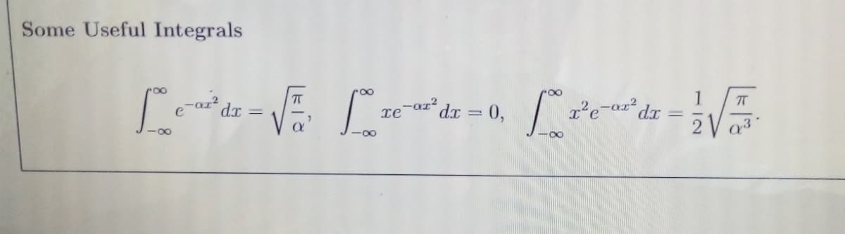 Some Useful Integrals
1
dx =
-az²
